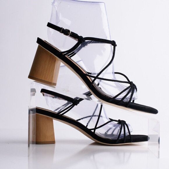 Joie Womens Black Suede Leather Malti Strappy Buckle Heeled Sandals EU 39 US 9 - Picture 7 of 9